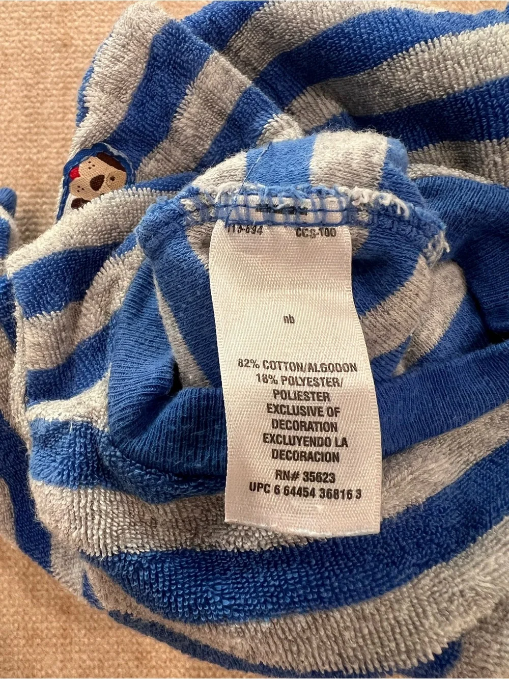 Carter’s Newborn Footed Sleeper Size NB Blue & Gray Striped Puppy Footies Soft S